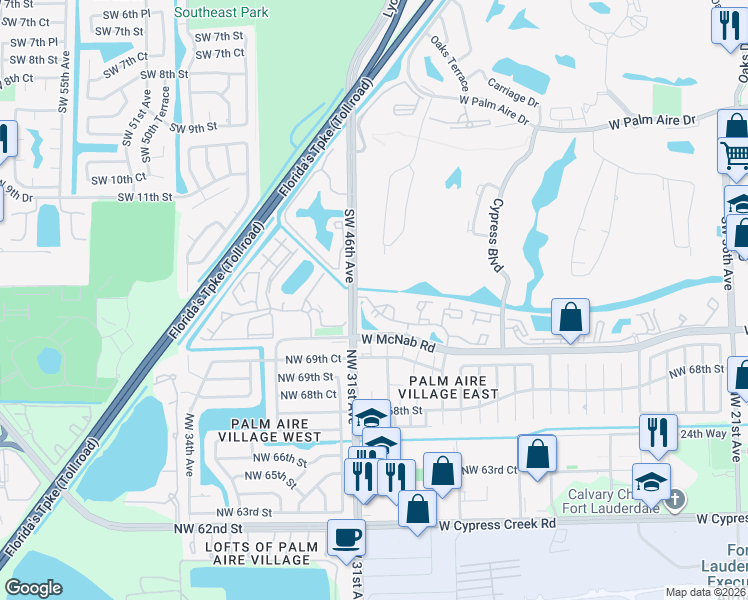 map of restaurants, bars, coffee shops, grocery stores, and more near 4561 West McNab Road in Pompano Beach