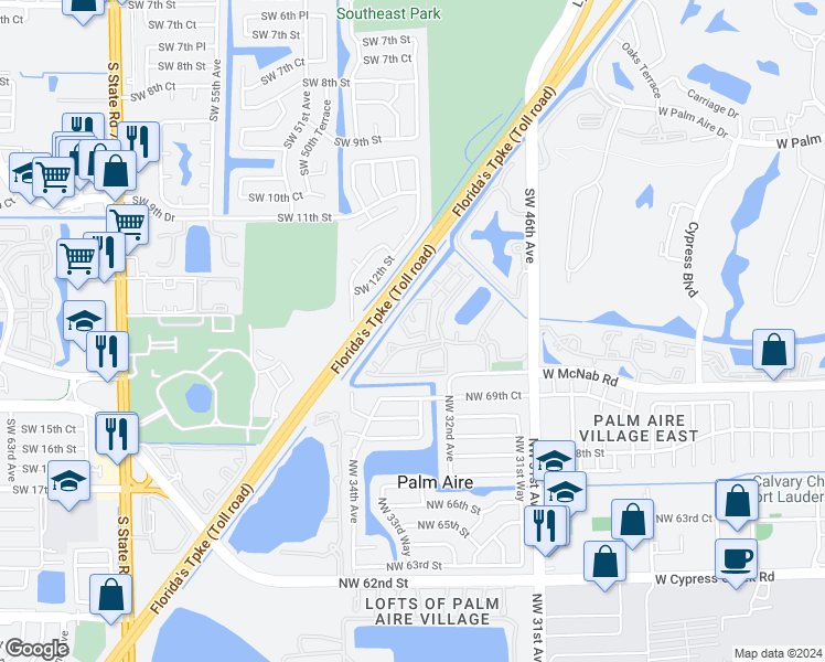 map of restaurants, bars, coffee shops, grocery stores, and more near 512 Gardens Drive in Pompano Beach