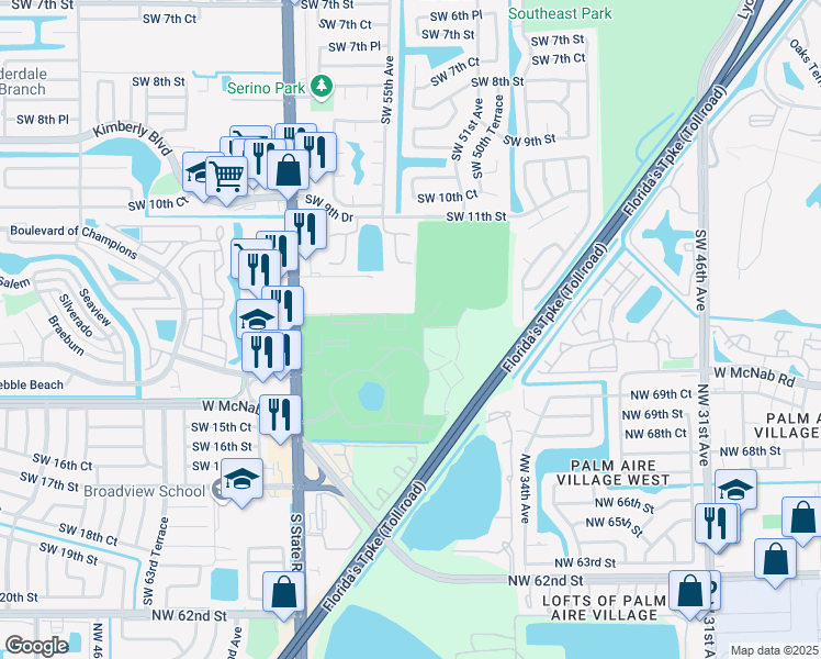 map of restaurants, bars, coffee shops, grocery stores, and more near 1380 Southwest 50th Avenue in North Lauderdale