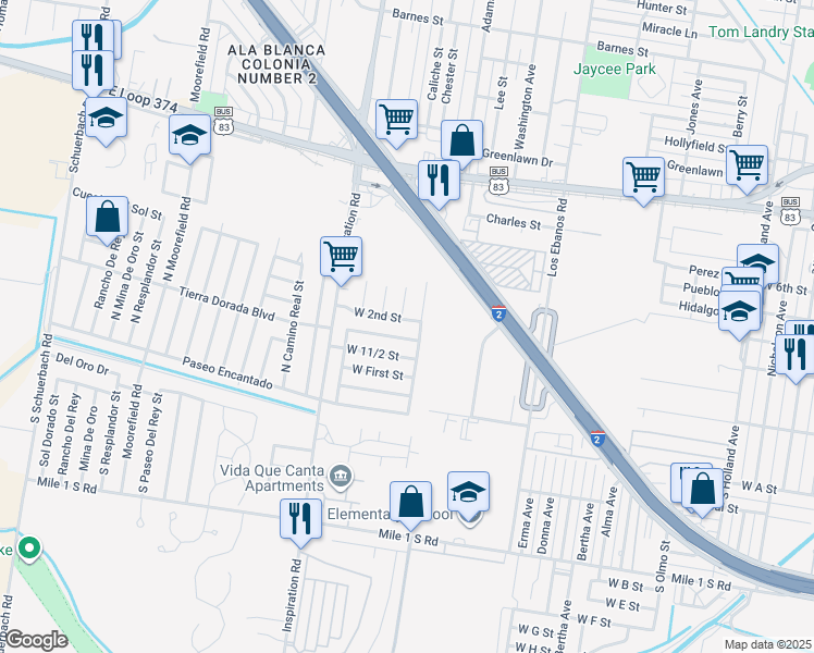 map of restaurants, bars, coffee shops, grocery stores, and more near 120 Adams Street in Mission