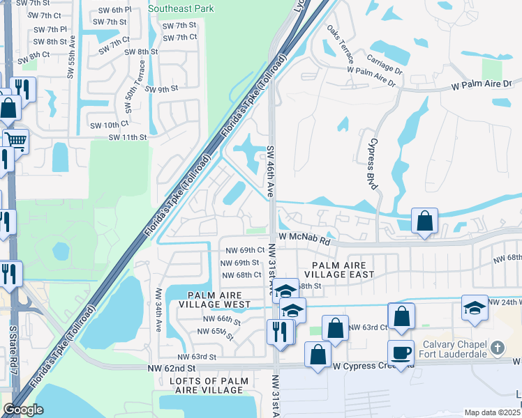 map of restaurants, bars, coffee shops, grocery stores, and more near 107 Gardens Drive in Pompano Beach