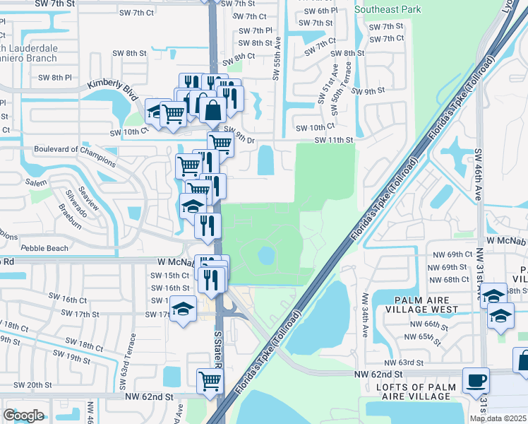 map of restaurants, bars, coffee shops, grocery stores, and more near 5460 Southwest 13th Court in North Lauderdale