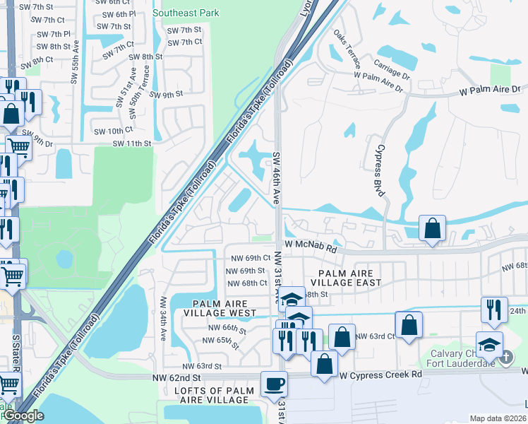 map of restaurants, bars, coffee shops, grocery stores, and more near 112 Gardens Drive in Pompano Beach