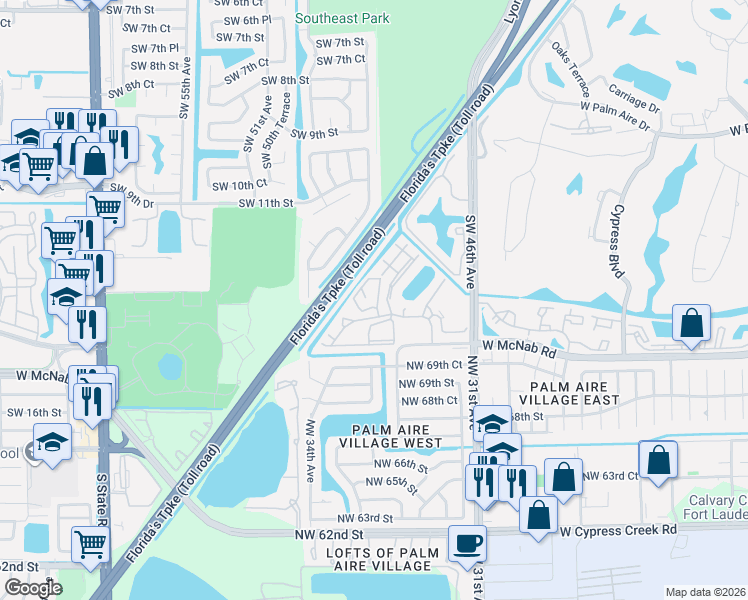 map of restaurants, bars, coffee shops, grocery stores, and more near 512 Gardens Drive in Pompano Beach