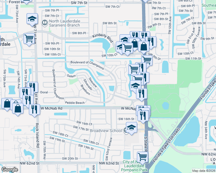 map of restaurants, bars, coffee shops, grocery stores, and more near 218 San Remo Boulevard in North Lauderdale