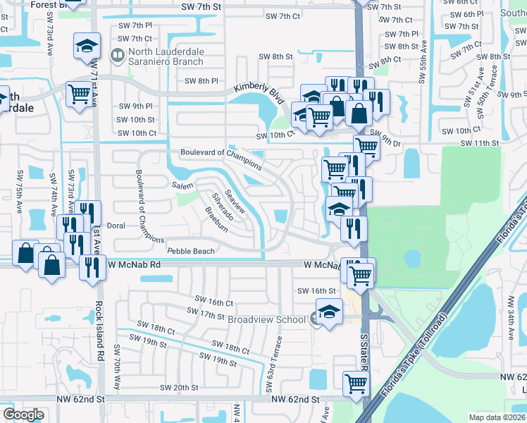 map of restaurants, bars, coffee shops, grocery stores, and more near 218 San Remo Boulevard in North Lauderdale