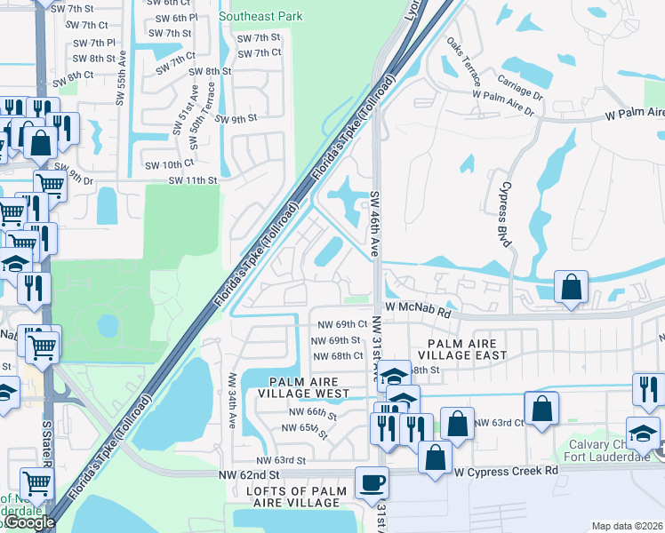 map of restaurants, bars, coffee shops, grocery stores, and more near 117 Gardens Drive in Pompano Beach
