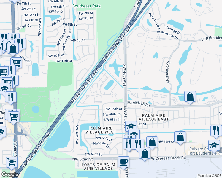 map of restaurants, bars, coffee shops, grocery stores, and more near 117 Gardens Drive in Pompano Beach