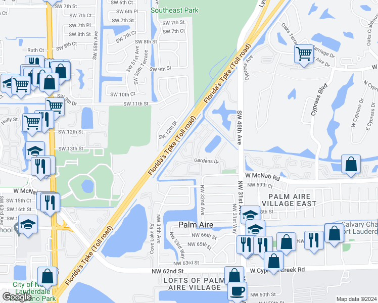 map of restaurants, bars, coffee shops, grocery stores, and more near 512 Gardens Drive in Pompano Beach