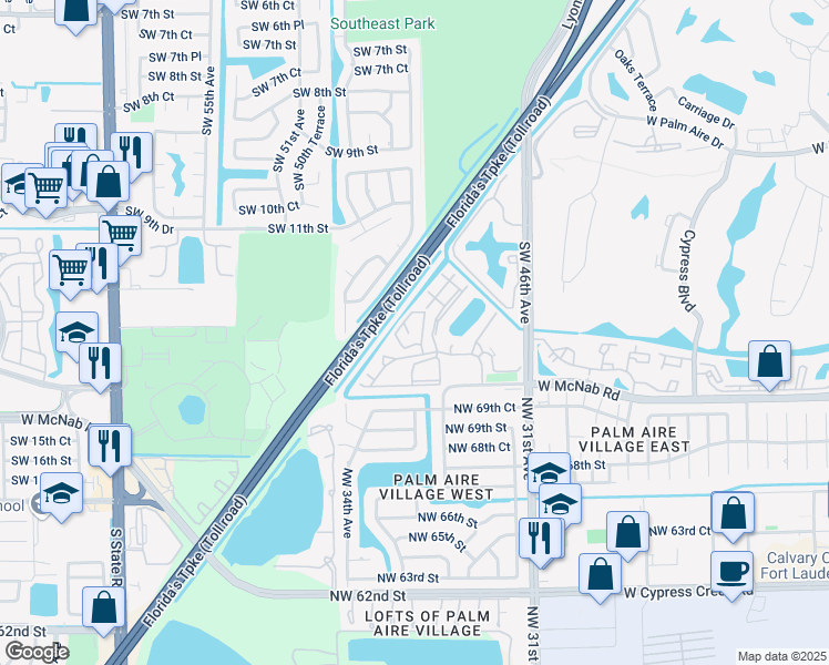 map of restaurants, bars, coffee shops, grocery stores, and more near 511 Gardens Drive in Pompano Beach