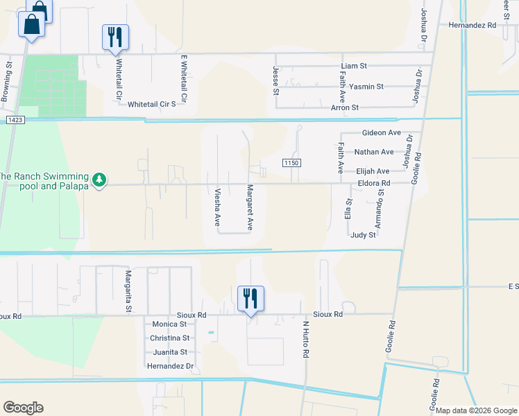 map of restaurants, bars, coffee shops, grocery stores, and more near 5506 Margaret Avenue in Donna