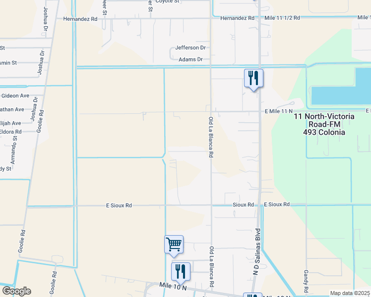 map of restaurants, bars, coffee shops, grocery stores, and more near 1414 Washington Drive in Donna