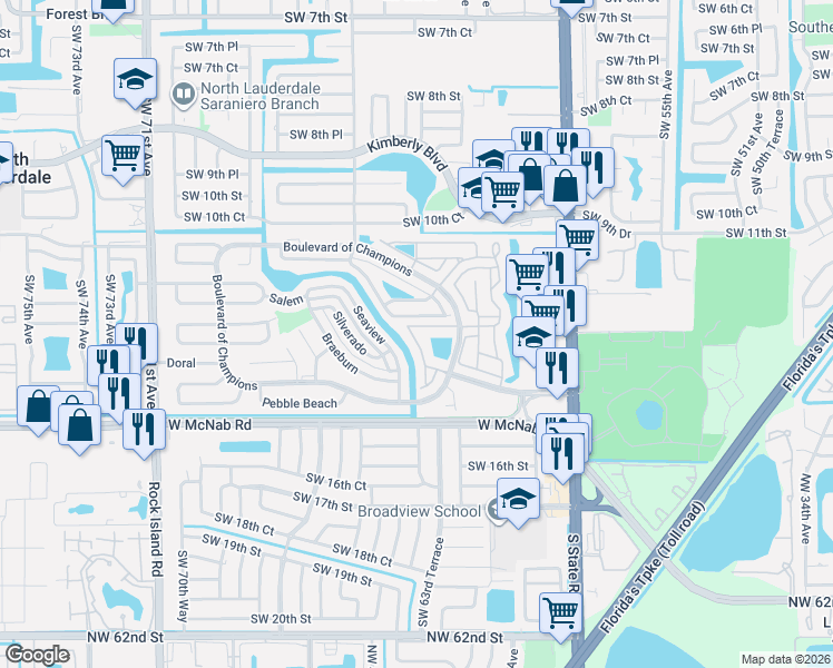 map of restaurants, bars, coffee shops, grocery stores, and more near 229 San Remo Boulevard in North Lauderdale