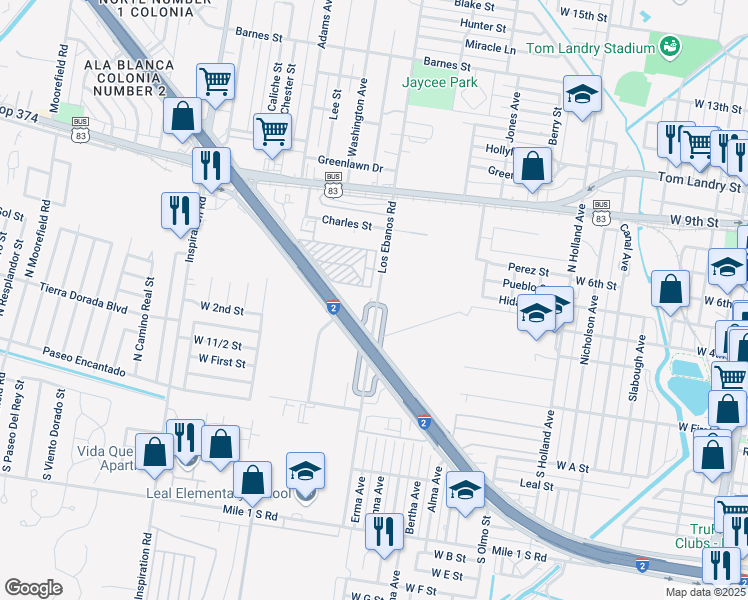 map of restaurants, bars, coffee shops, grocery stores, and more near 513 Split Rail Drive in Mission