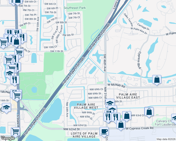 map of restaurants, bars, coffee shops, grocery stores, and more near 606 Gardens Drive in Pompano Beach