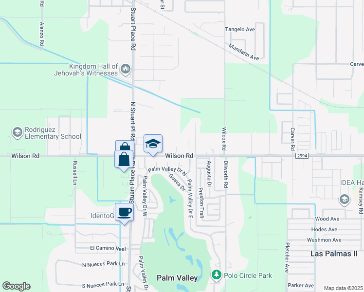map of restaurants, bars, coffee shops, grocery stores, and more near 683 Wilson Road in Harlingen