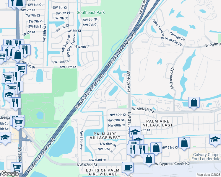 map of restaurants, bars, coffee shops, grocery stores, and more near 606 Gardens Drive in Pompano Beach