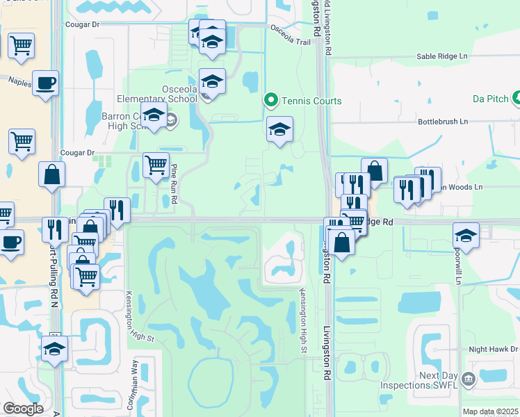 map of restaurants, bars, coffee shops, grocery stores, and more near 3259 Tamara Drive in Naples