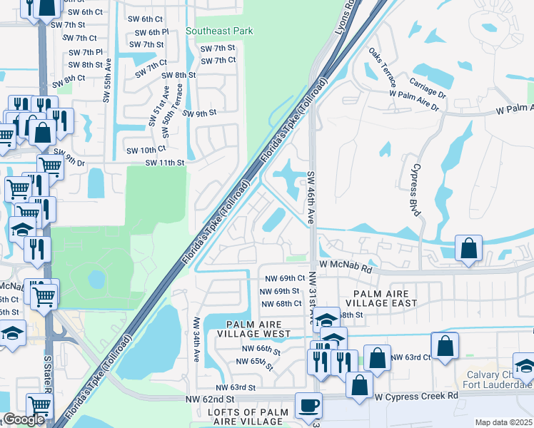 map of restaurants, bars, coffee shops, grocery stores, and more near 606 Gardens Drive in Pompano Beach