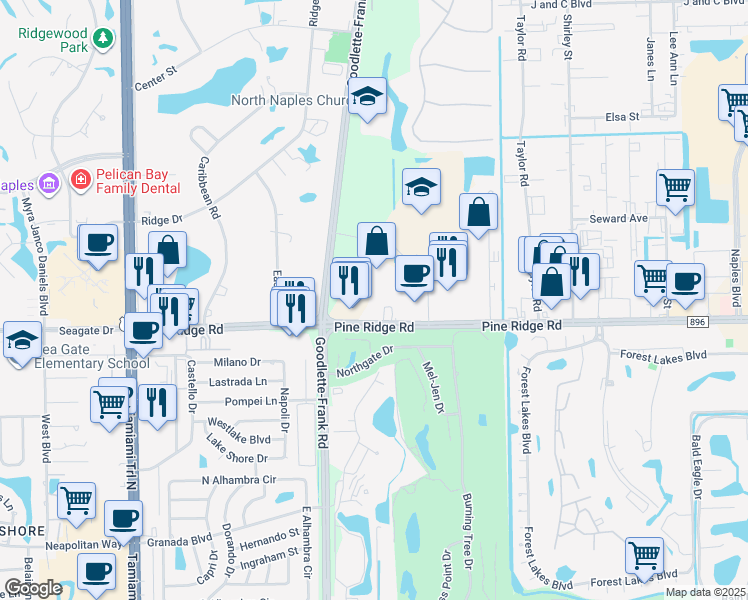 map of restaurants, bars, coffee shops, grocery stores, and more near 5926 Premier Way in Naples