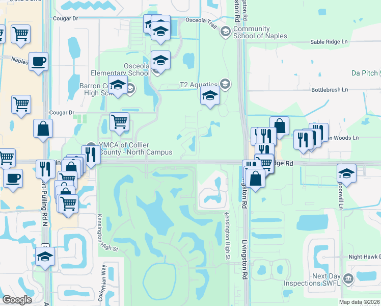 map of restaurants, bars, coffee shops, grocery stores, and more near 3259 Tamara Drive in Naples