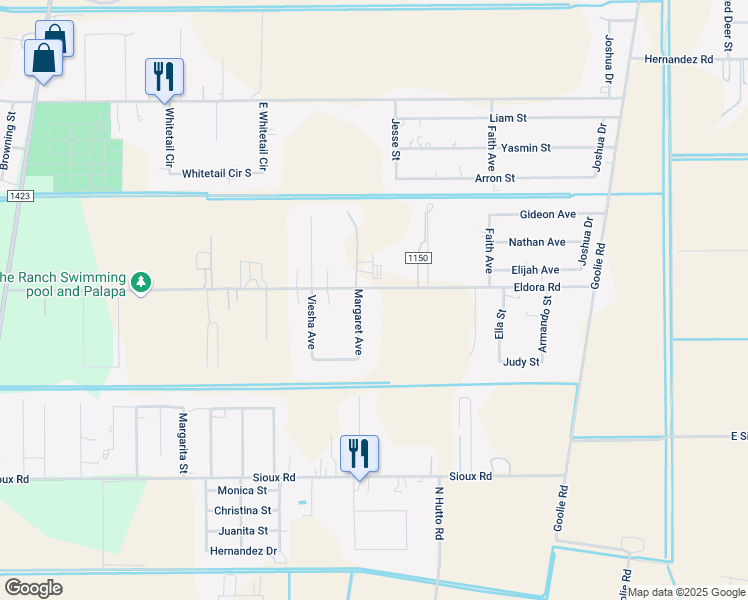 map of restaurants, bars, coffee shops, grocery stores, and more near 481 Eldora Road in Donna