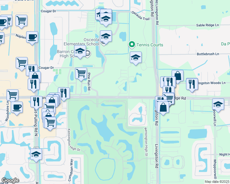 map of restaurants, bars, coffee shops, grocery stores, and more near 3225 Cypress Glen Way in Naples