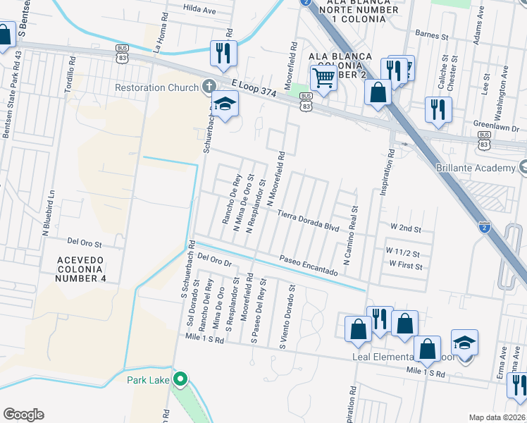 map of restaurants, bars, coffee shops, grocery stores, and more near 125 Moorefield Road in Mission
