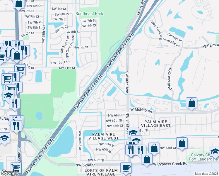 map of restaurants, bars, coffee shops, grocery stores, and more near 606 Gardens Drive in Pompano Beach