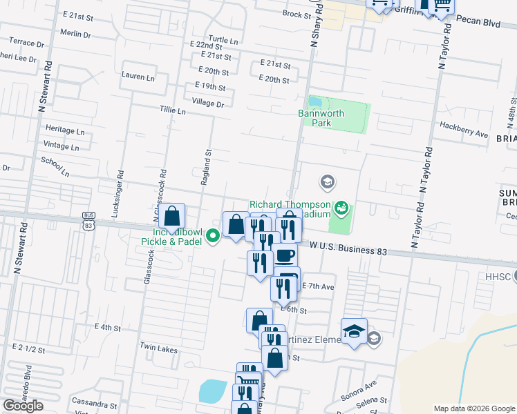 map of restaurants, bars, coffee shops, grocery stores, and more near 1105 Flamingo Street in Mission