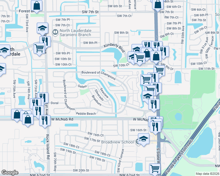 map of restaurants, bars, coffee shops, grocery stores, and more near 1219 Scioto Road in North Lauderdale