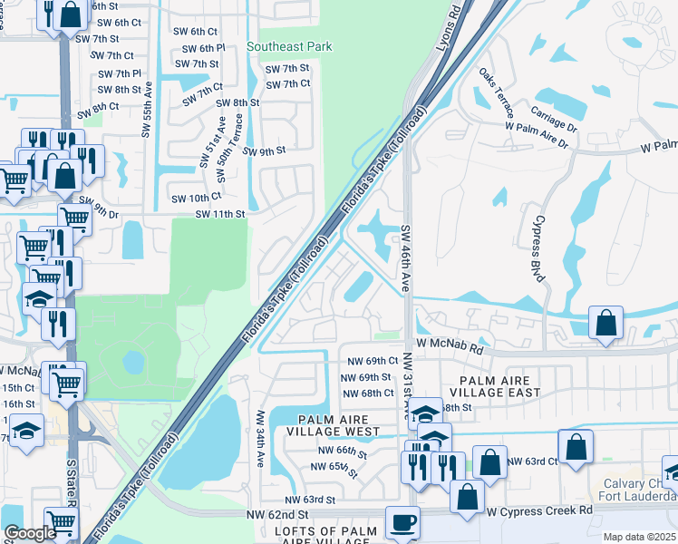 map of restaurants, bars, coffee shops, grocery stores, and more near 606 Gardens Drive in Pompano Beach