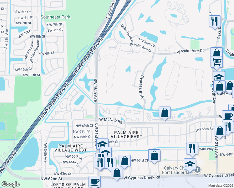 map of restaurants, bars, coffee shops, grocery stores, and more near 806 Cypress Grove Lane in Pompano Beach