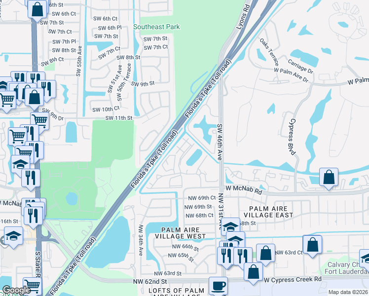 map of restaurants, bars, coffee shops, grocery stores, and more near 606 Gardens Drive in Pompano Beach