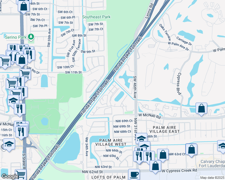 map of restaurants, bars, coffee shops, grocery stores, and more near 606 Gardens Drive in Pompano Beach