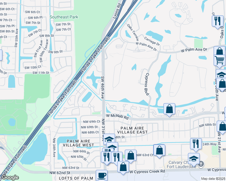 map of restaurants, bars, coffee shops, grocery stores, and more near 4000 Cypress Grove Way in Pompano Beach