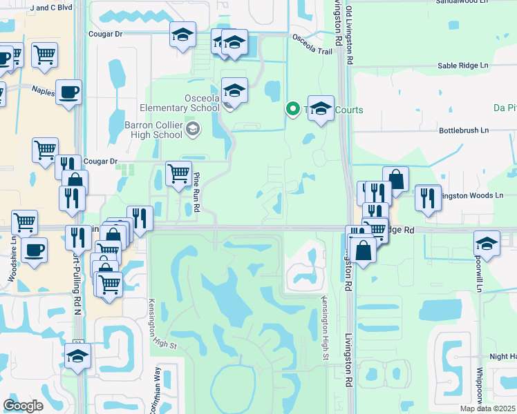 map of restaurants, bars, coffee shops, grocery stores, and more near 3225 Cypress Glen Way in Naples