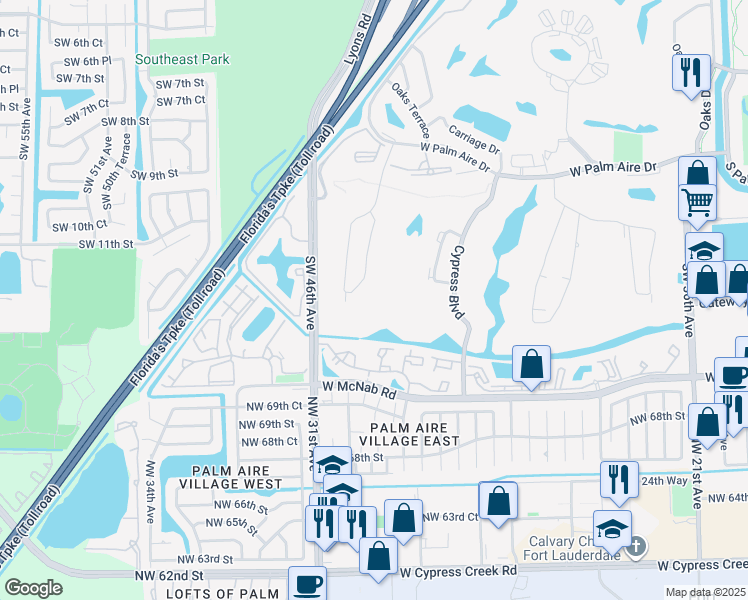 map of restaurants, bars, coffee shops, grocery stores, and more near 806 Cypress Grove Lane in Pompano Beach