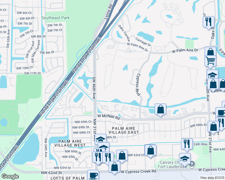 map of restaurants, bars, coffee shops, grocery stores, and more near 806 Cypress Grove Lane in Pompano Beach