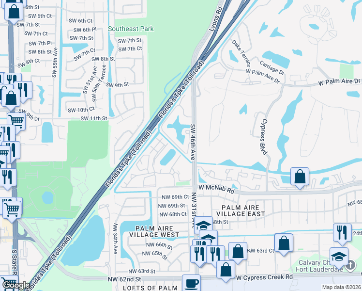 map of restaurants, bars, coffee shops, grocery stores, and more near 411 Gardens Drive in Pompano Beach