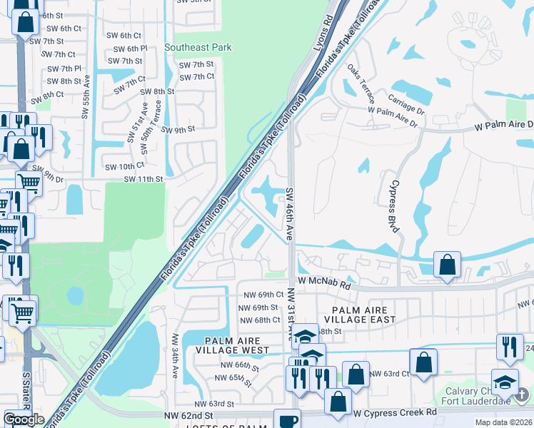 map of restaurants, bars, coffee shops, grocery stores, and more near 411 Gardens Drive in Pompano Beach
