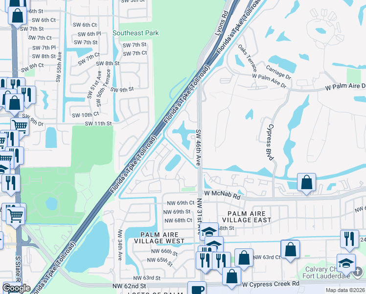 map of restaurants, bars, coffee shops, grocery stores, and more near 411 Gardens Drive in Pompano Beach