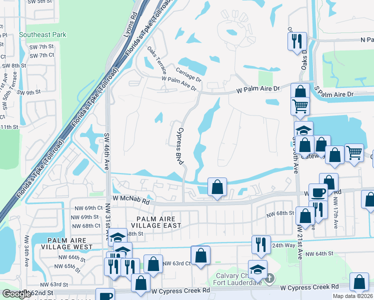 map of restaurants, bars, coffee shops, grocery stores, and more near 806 Cypress Boulevard in Pompano Beach