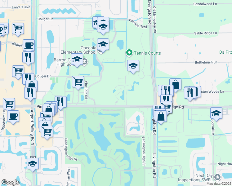 map of restaurants, bars, coffee shops, grocery stores, and more near 3308 Lisa Lane in Naples
