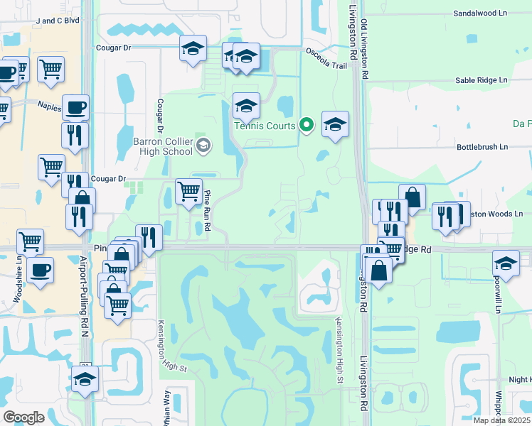 map of restaurants, bars, coffee shops, grocery stores, and more near 3308 Lisa Lane in Naples