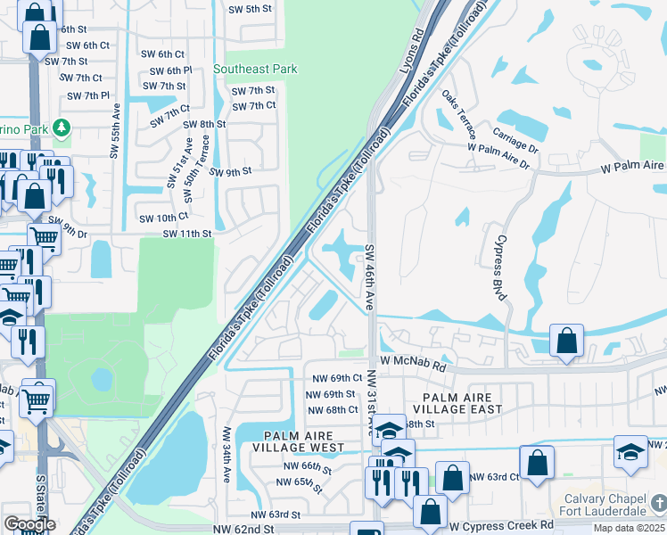 map of restaurants, bars, coffee shops, grocery stores, and more near 1255 Southwest 46th Avenue in Pompano Beach