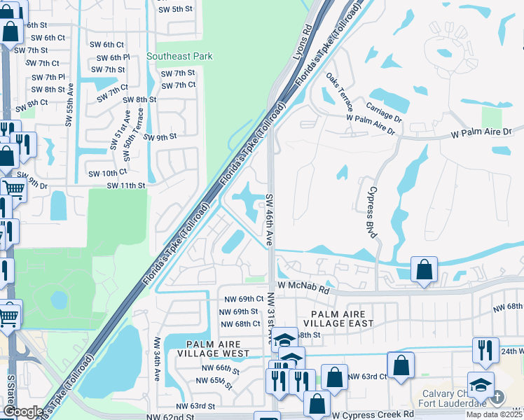 map of restaurants, bars, coffee shops, grocery stores, and more near 1283 Southwest 46th Avenue in Pompano Beach