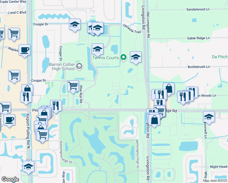 map of restaurants, bars, coffee shops, grocery stores, and more near 3255 Tamara Drive in Naples