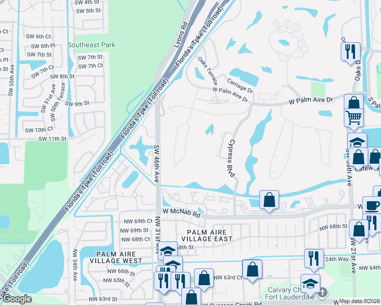map of restaurants, bars, coffee shops, grocery stores, and more near 804 Cypress Grove Lane in Pompano Beach