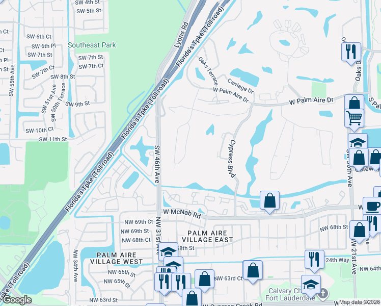 map of restaurants, bars, coffee shops, grocery stores, and more near 804 Cypress Grove Lane in Pompano Beach
